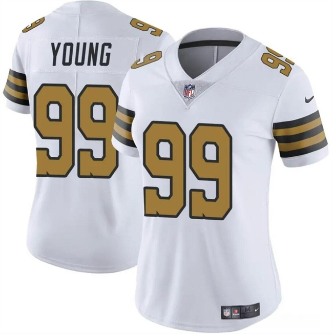Women's New Orleans Saints #99 Chase Young White Color Rush Vapor Stitched Game Jersey(Run Small)